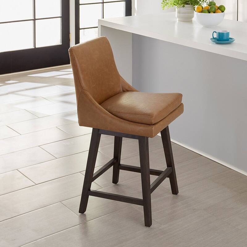 Spruce & Spring Luca Counter Height Swivel Barstool with Solid Wood Legs