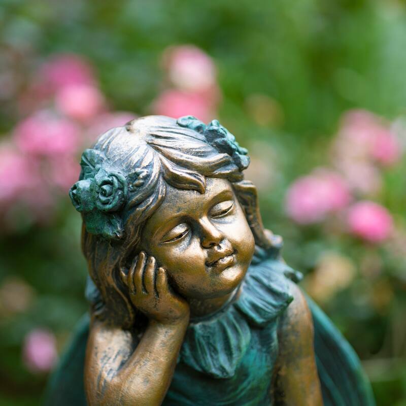 20" Tall Fairy Sitting on Flower Statue "Gardenia"