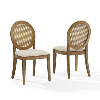 Katia 2-Piece Upholstered Cane-Back Dining Chair Set