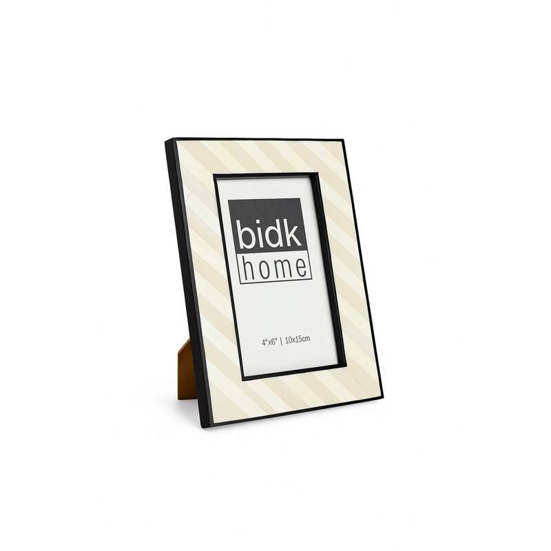 Bone Rectangular Picture Frame - for 4" x 6" Photo - White and Cream