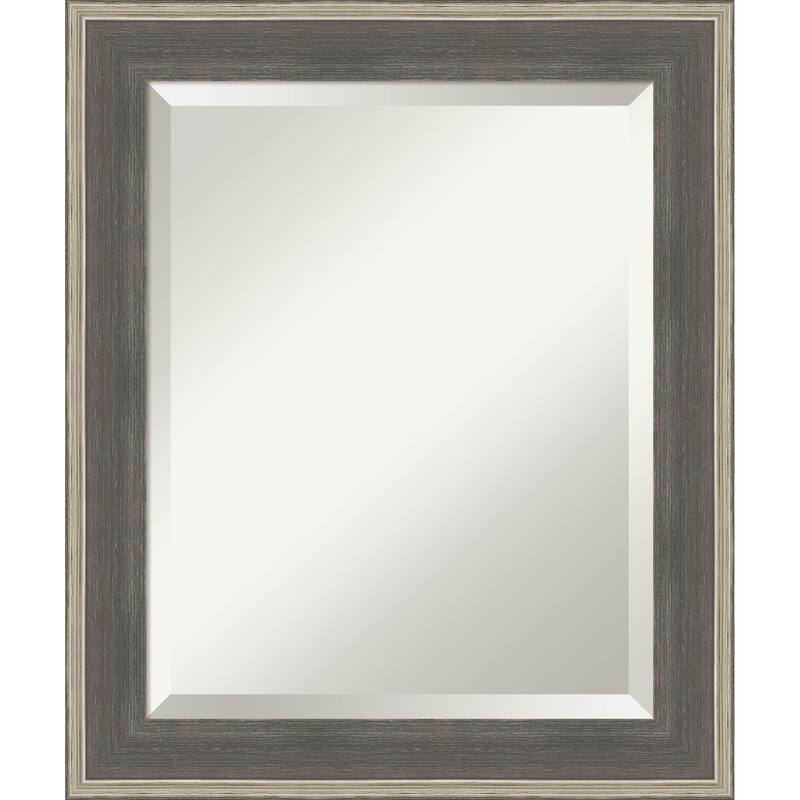 Cottage Beveled Wood Framed Bathroom Vanity Wall Mirror - Cottage Grey Silver