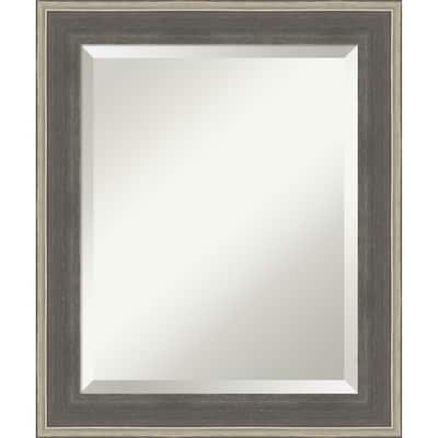 Cottage Beveled Wood Framed Bathroom Vanity Wall Mirror - Cottage Grey Silver