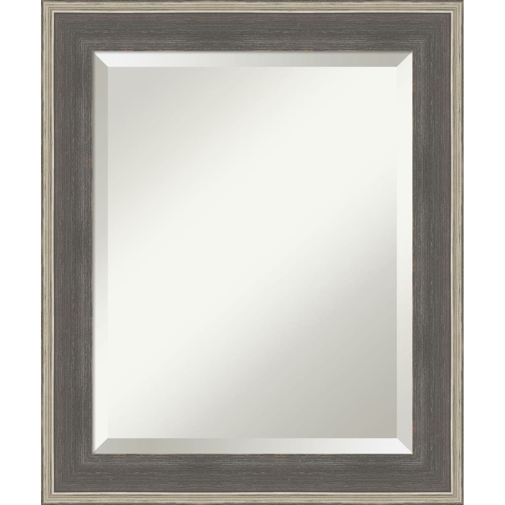 Cottage Beveled Wood Framed Bathroom Vanity Wall Mirror - Cottage Grey Silver