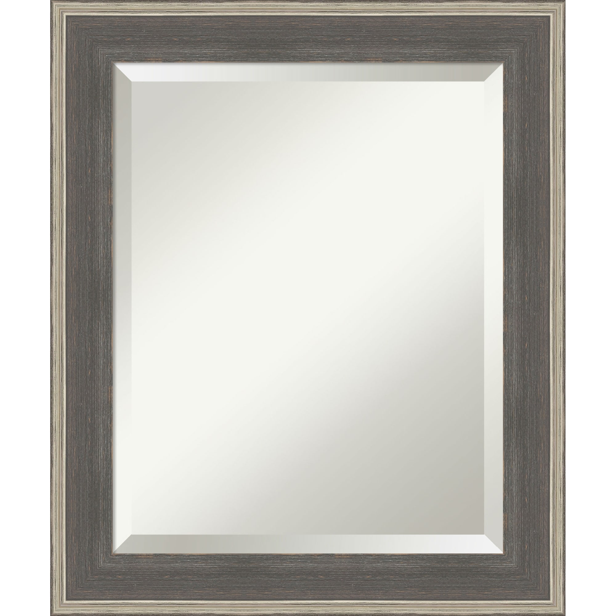 Cottage Beveled Wood Framed Bathroom Vanity Wall Mirror - Cottage Grey Silver
