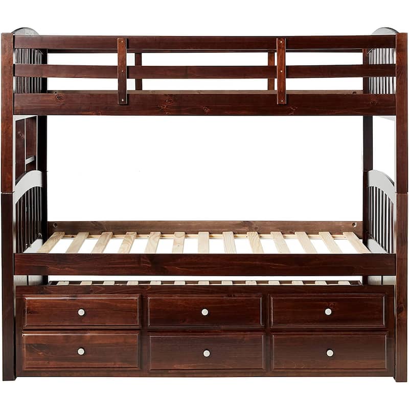 Twin Over Twin Wood Bunk Bed with Drawers