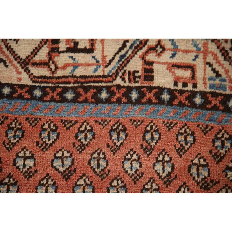 Hand Knotted Oriental 100% Wool Carpet Traditional All-Over Red Botemir Runner Rug - 10' 2'' X 3' 5''