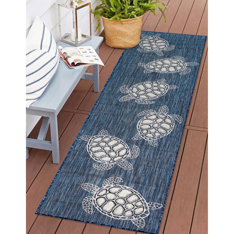 Liora Manne Carmel Collection Sea Turtles Indoor/ Outdoor Area Rug