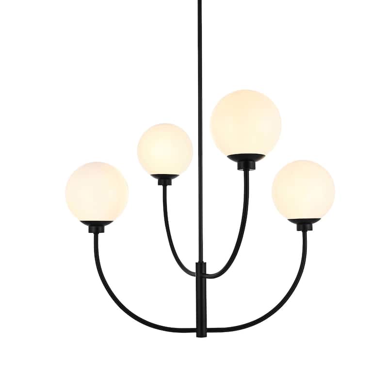 Elegant Lighting LD814D30 Nyomi 4 Light 30" Wide Chandelier - Black