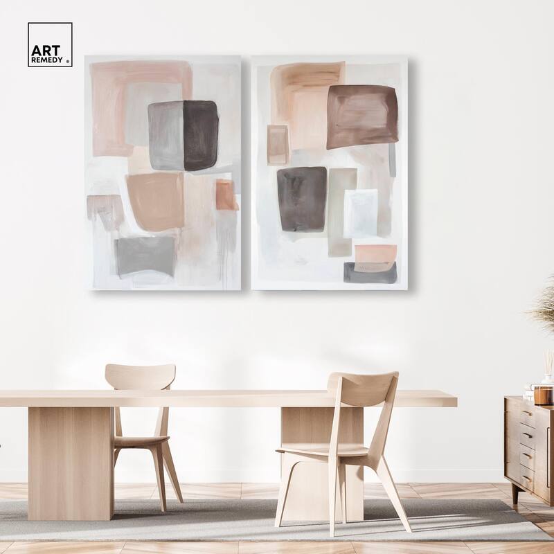 Soft Shapes Set Canvas Set of 2 by Art Remedy, Gallery Wrapped