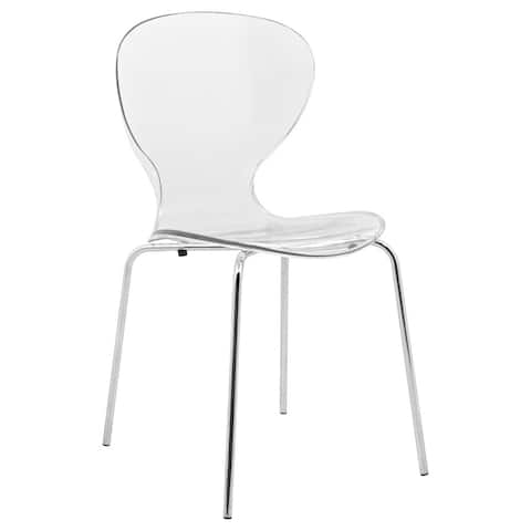 LeisureMod Oyster Modern Transparent Stackable Dining Chair