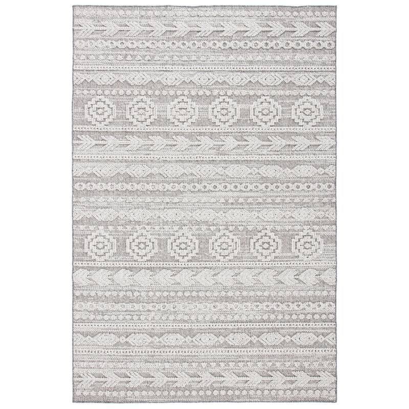 SAFAVIEH Global Elsche Moroccan Indoor/ Outdoor Waterproof Patio Backyard - 6'7" x 6'7" Square - Grey/Ivory - Square
