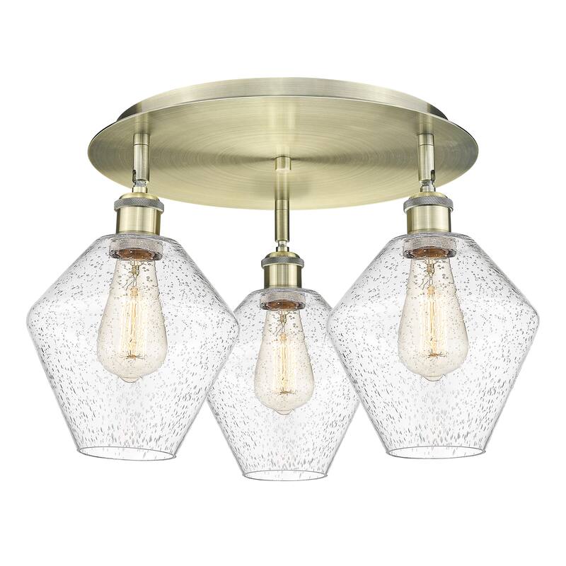 Innovations Lighting Cindyrella - 3 Light 20" Flush Mount - Antique Brass/Seedy