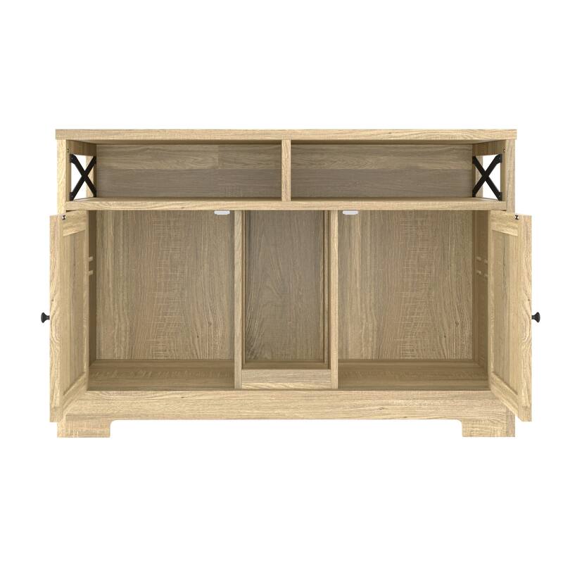 Double Cat Litter Box Enclosure Furniture Farmhouse End Table Brown