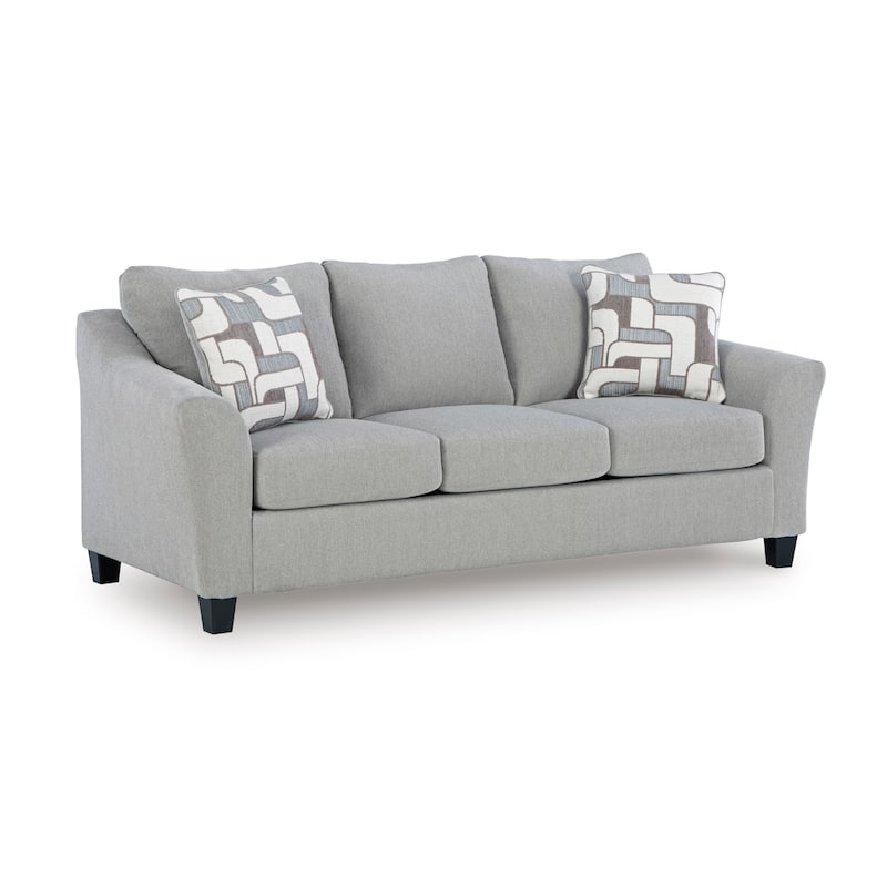 Roundhill Furniture Elaris Contemporary Flared Arm Sofa with Soft Chenille Upholstery, Taupe - 7'6" x 9'6"