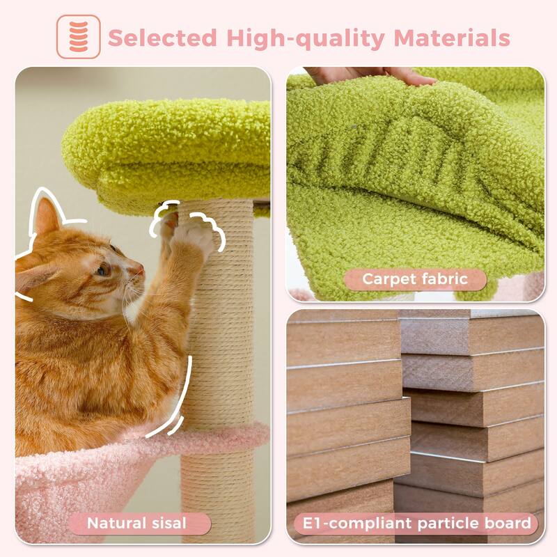 Cat Tree Tower w/Sisal Scratching Post, Condo, Large Top Perch, Hammock & 2 Dangling Balls