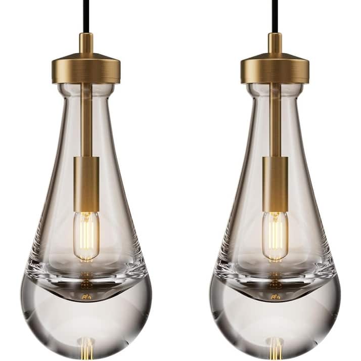 KAYLA Farmhouse Chandelier for Staircase, Foyer, Glass Pendant Light Fixture for Kitchen Island (Bulb Included)