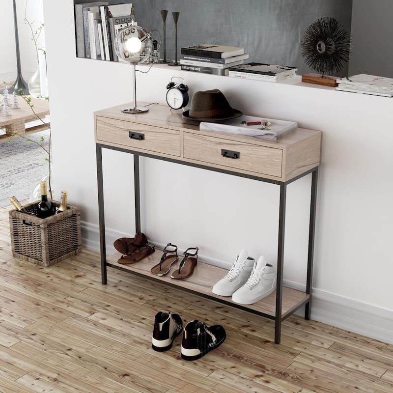 Roomfitters 2 Drawer Entryway Console Table for Hallway Foyer
