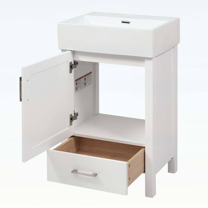 Minimalist Bathroom Vanity with Ceramic Sink,Wood Frame,and Drawer - Ideal for Small Bathrooms
