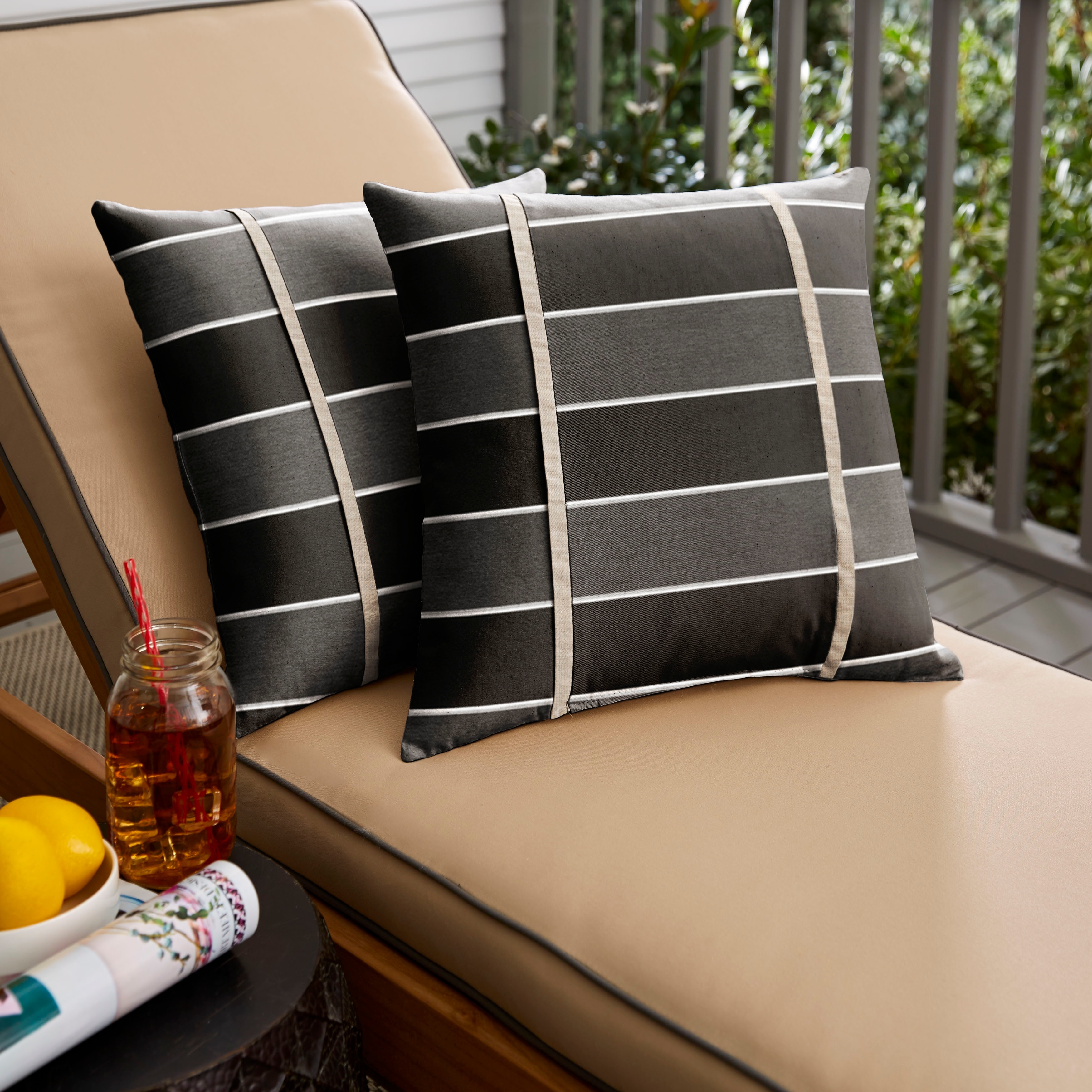 Sorra Home Sunbrella Outdoor Double Petite Flange Pillow Set of 2