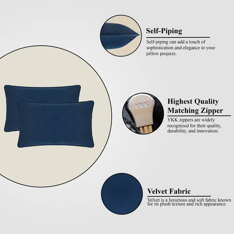 A1HC Set of 2 Luxurious Fine Soft Velvet Throw Pillow Covers Only, For Sofas, Beds, Vibrant Colors and Hidden Zipper