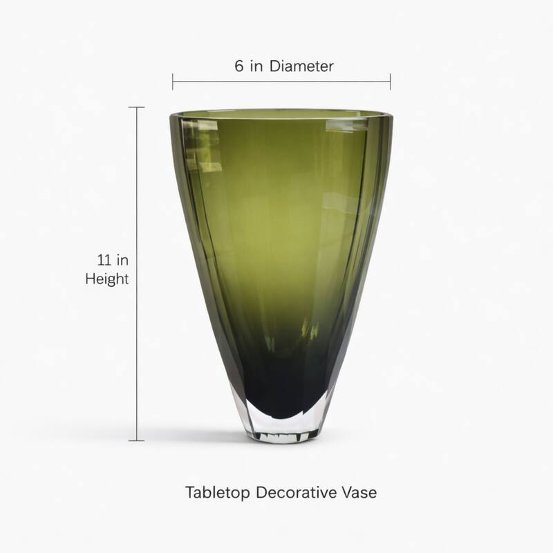 Lime Green Heavy Glass Vase with Minimalist Design Elegant Home Decor