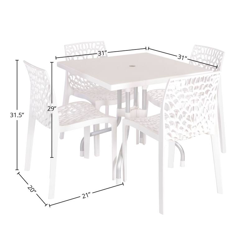 Lyra Square Table and Karissa Patio Chairs 5-Piece Outdoor Lounge Set
