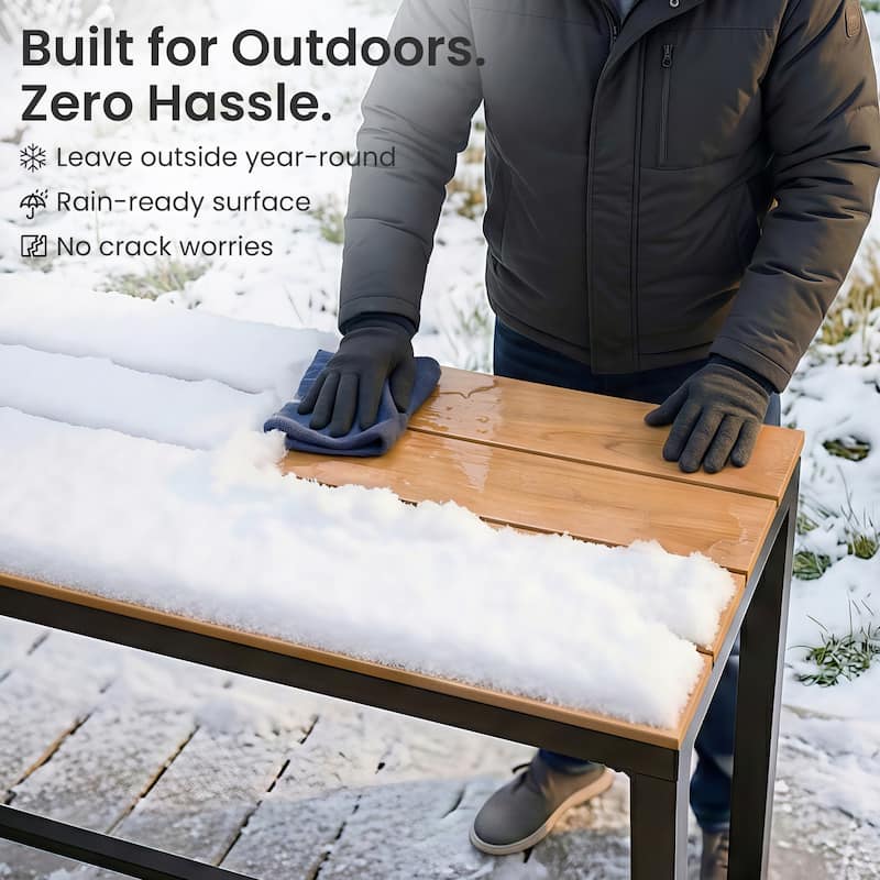 Crestlive Products Patio Outdoor Bar Table Rectangle Pub Table