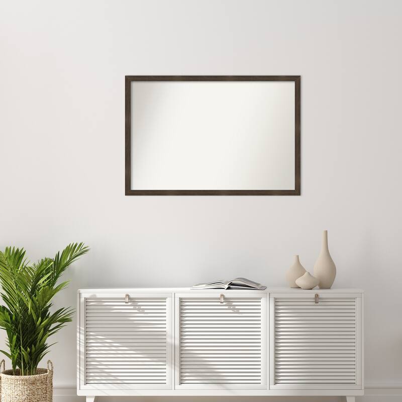 Woodgrain Stripe Non-Beveled Wood Framed Wall Mirror
