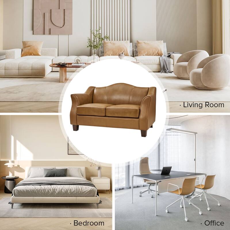 Franco Traditional 60" Wide Genuine Leather Sofa by HULALA HOME