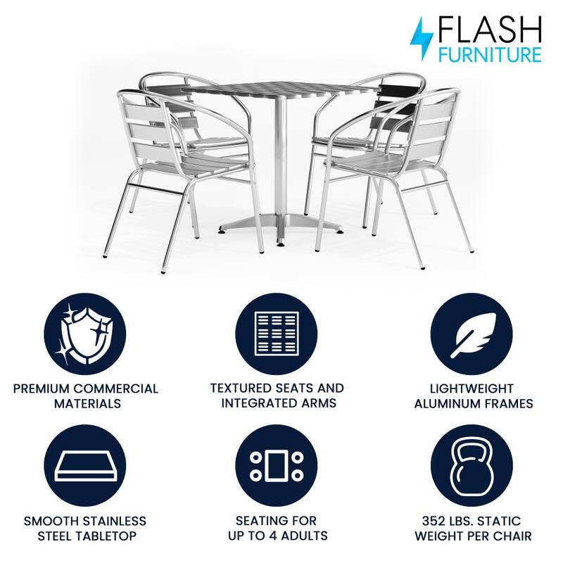 27.5" Square Aluminum Indoor-Outdoor Table Set