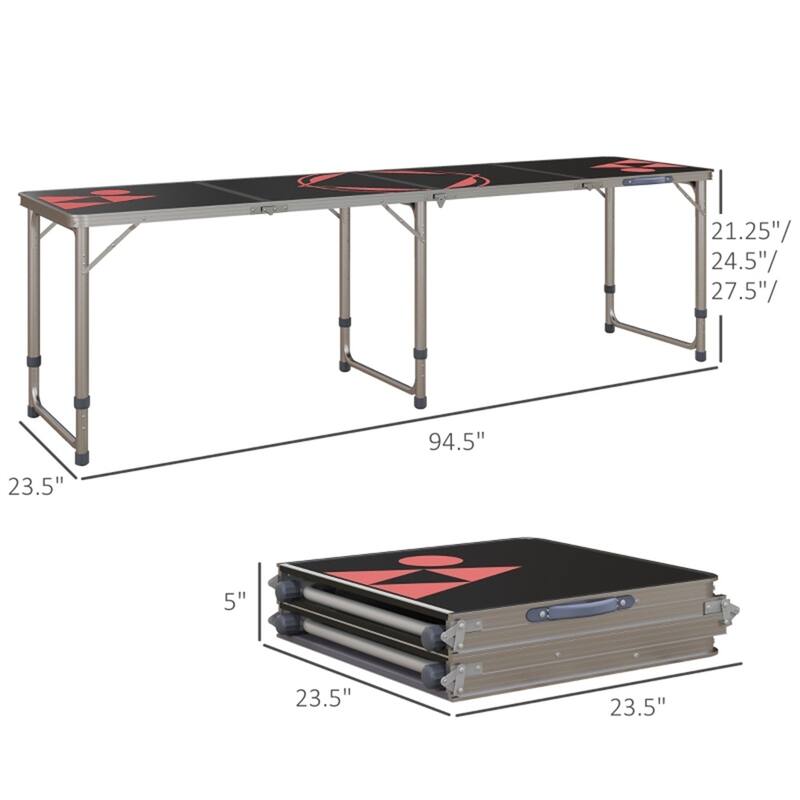 Aluminum Frame Foldable Picnic Table with 3 Height Settings and Lightweight Easy to Store