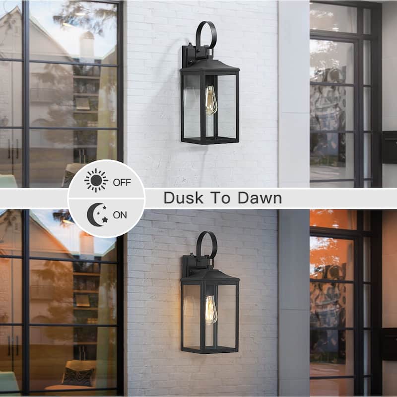 18"H 1-Light Black Outdoor Exterior Wall Lantern Sconce Light