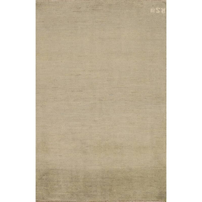 Gabbeh Modern Foyer Rug Beige Handmade Wool Carpet - 2'8"x 3'11"