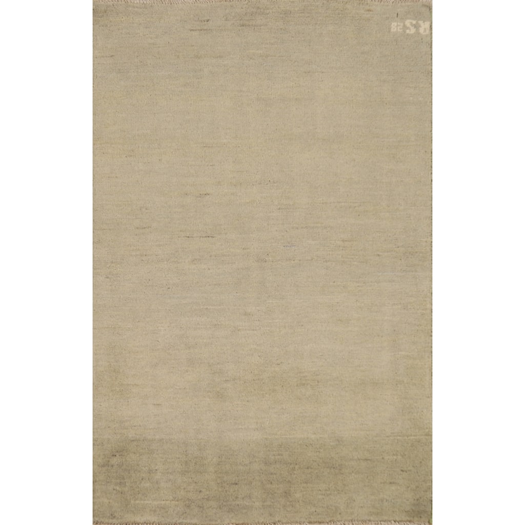 Gabbeh Modern Foyer Rug Beige Handmade Wool Carpet - 2'8"x 3'11"