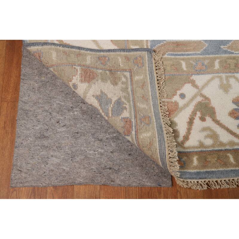 Blue & Ivory Oushak Indian Area Rug Handmade Wool Carpet - 9'2"x 12'0"
