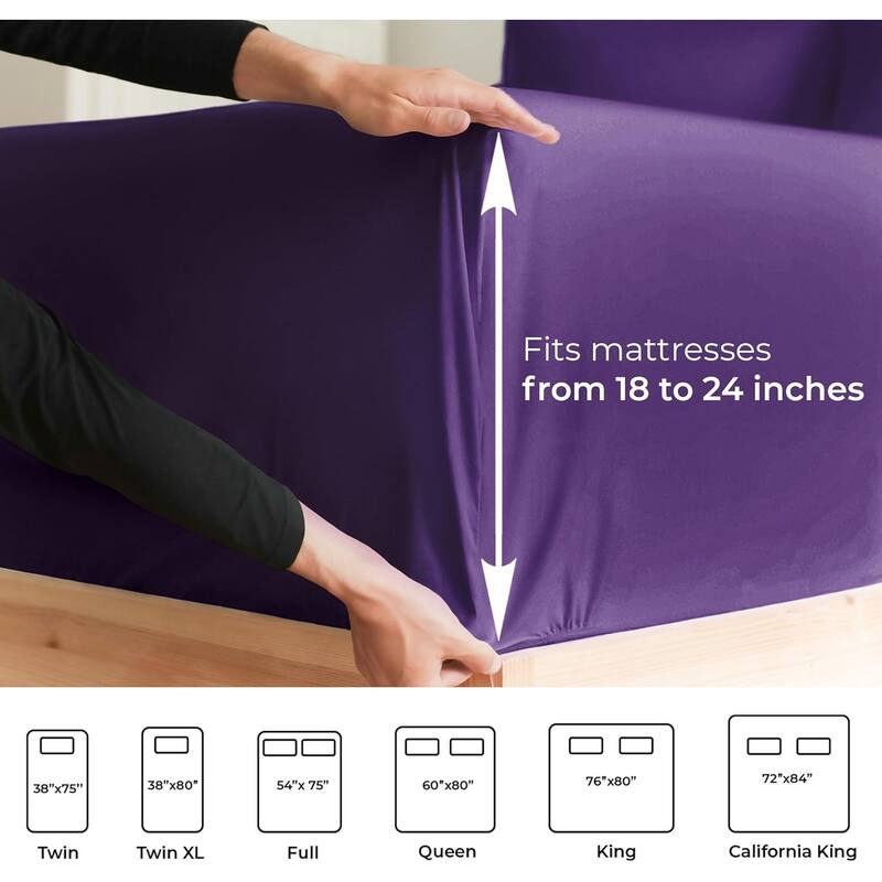 CGK Linens 4 Piece Solid Microfiber Extra Deep Pocket Bed Sheet Set