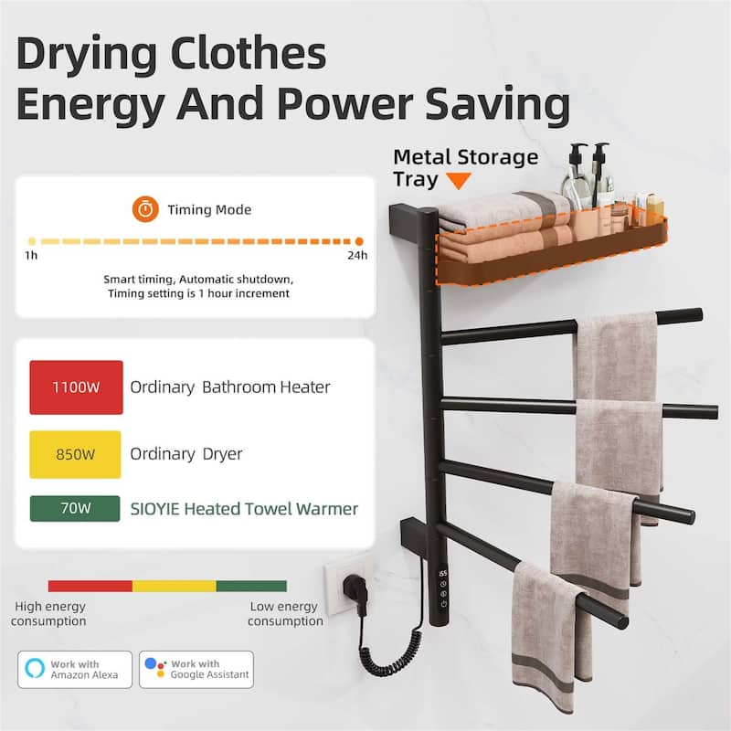 Wall-Mounted Electric Towel Dryer with Swivel Bars