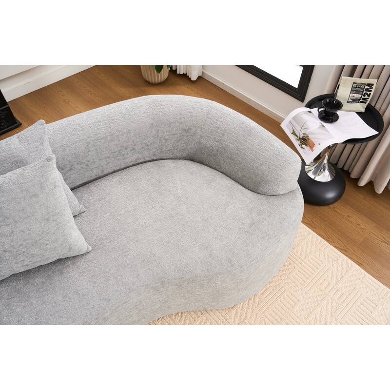 Modular Curved Sectional Sofa, Full Compression 4-Seater Foam Couch, Chenille Boneless Cloud Sofa for Living Room, Bedroom