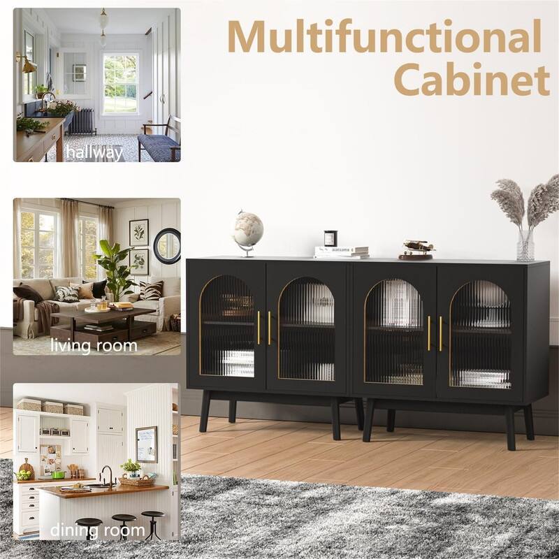 Sideboard Buffet Cabinet, Accent Kitchen Storage Cabinet - 15.7"D x 31.5"W x 31.5"H
