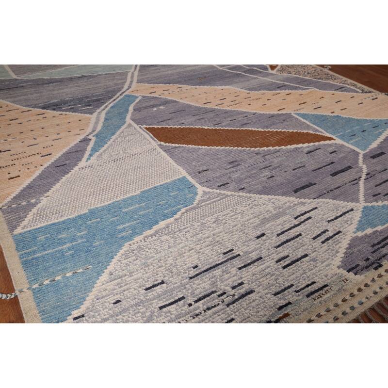 Abstract Moroccan Oriental Large Area Rug Handmade Wool Carpet - 9'10"x 14'7"