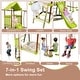 preview thumbnail 5 of 7, 7-in-1 Kids Outdoor Metal Playset with Wave Slide and Climbing Rope-Green - Multi