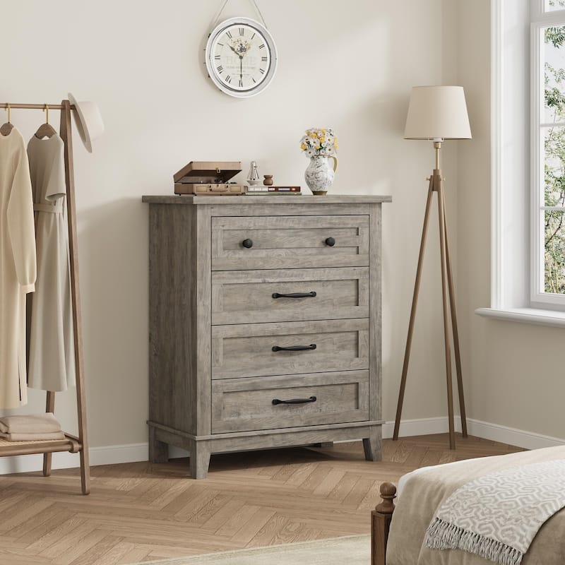 5 Drawer Dresser for Bedroom, Tall Freestanding Chest with Wood Frame and Vertical Storage