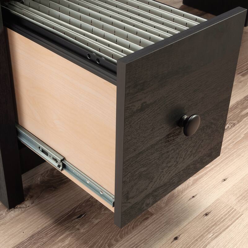 Anmytek L Shaped Home Office Desk with Storage Black Wood Look Compact Workspace