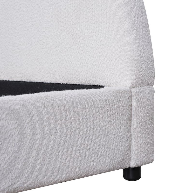 Christopher Knight Home - Luis Boucle Upholstered Bed Frame with Half-Round Headboard
