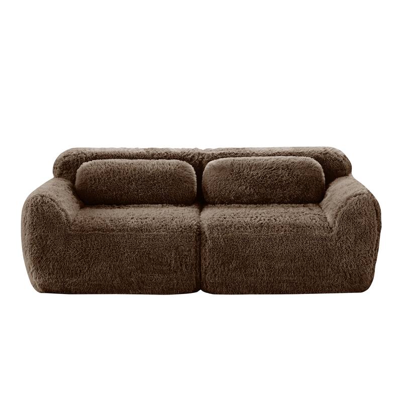Modular Sectional Sofa, Plush Fabric Boneless Couch with Throw Pillows, 2/3/4-Seater Options, No Assembly