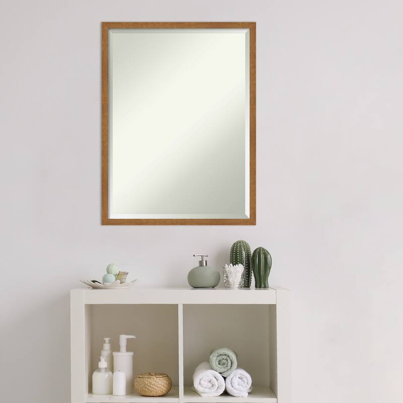 Beveled Wood Bathroom Wall Mirror - Carlisle Blonde Narrow Frame - Carlisle Blonde Narrow