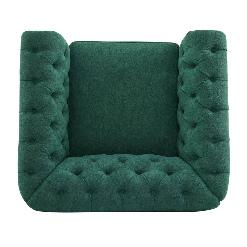 Roomfitters Chesterfield Swivel Club Chair, Tufted Accent Armchair for Living Room