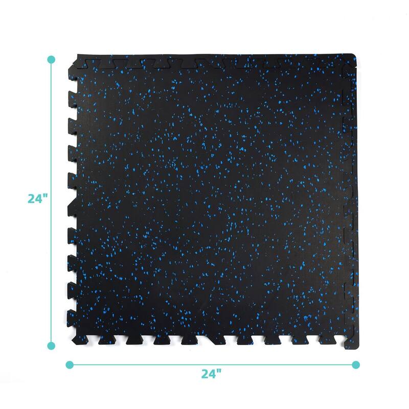 Black & Blue 24 in. x 24 in. x 0.5 in. Rubber&EVA Gym Flooring Tiles, Interlocking Anti-Fatigue Exercise Tile Mat
