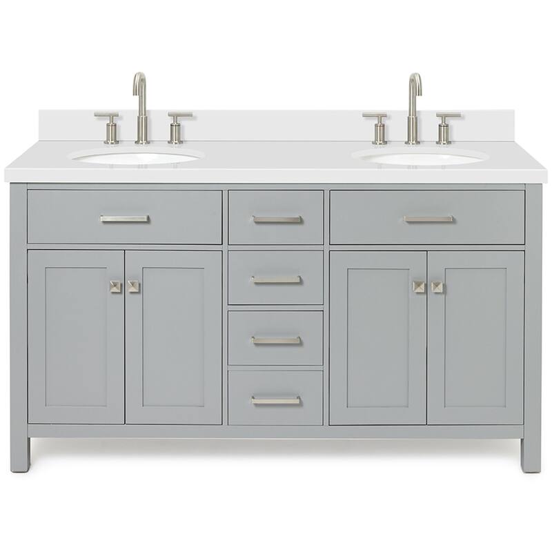 Ariel H061DWQOVO Bristol 61" Free Standing Double Oval Basin Vanity - Grey - Ash Finish