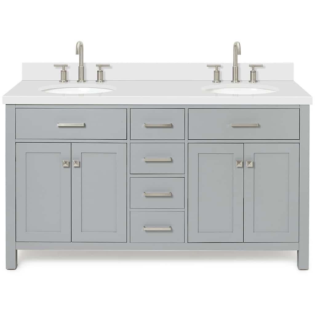 Ariel H061DWQOVO Bristol 61" Free Standing Double Oval Basin Vanity